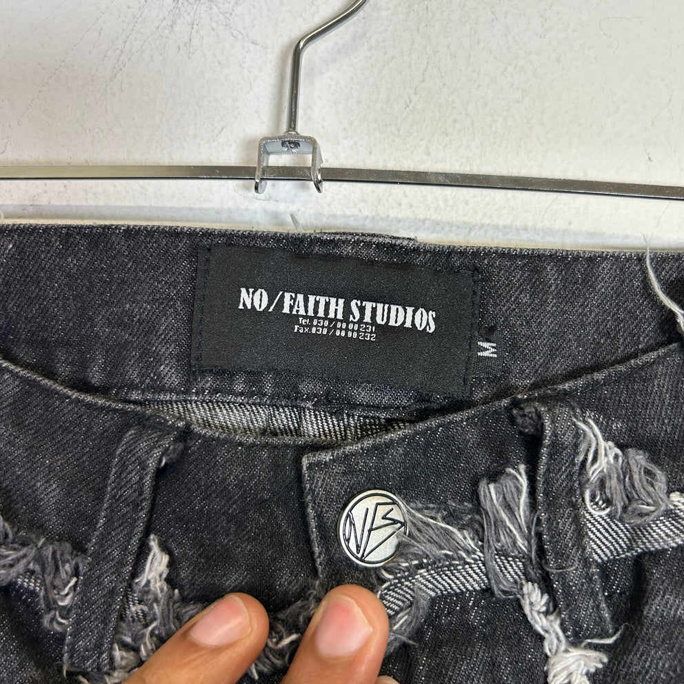 No Faith Studios Washed '001' Flared Denim Jeans