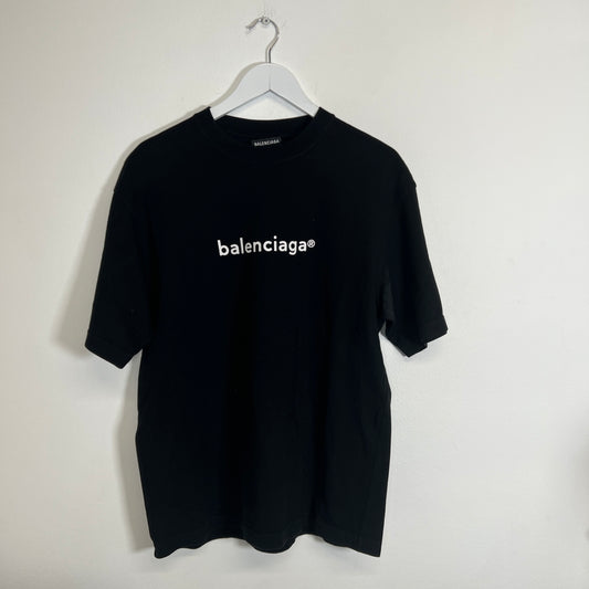 Balenciaga Logo Black T-Shirt Size XS