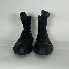 Rick Owens Black Waxed Abstract Ramones Sneaker Size 42.5