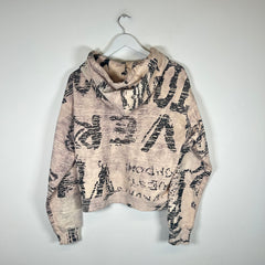 Vertabrae Ivory Graffiti Zip Up Hoodie Size S
