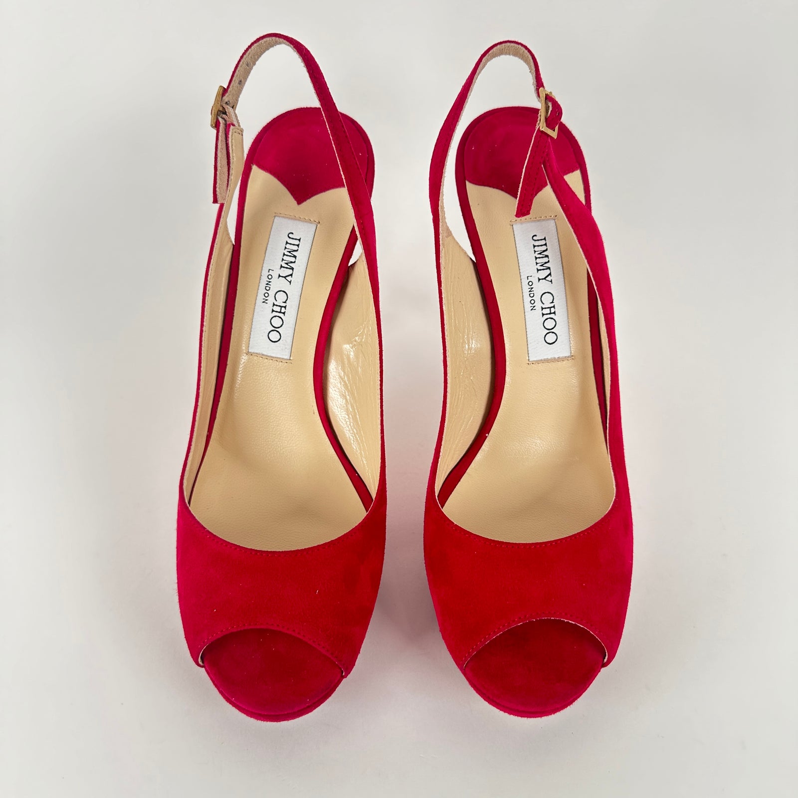 Jimmy Choo Red Suede Vertigo Heels Size 40