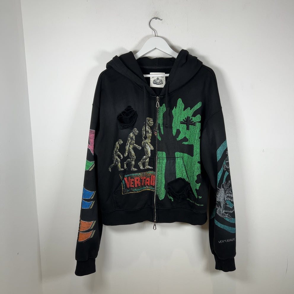Vertabrae Montage Black Zip Up Hoodie