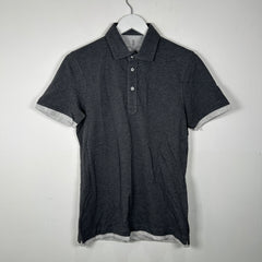 Brunello Cucinelli Slim Fit Charcoal Layered Polo Size S