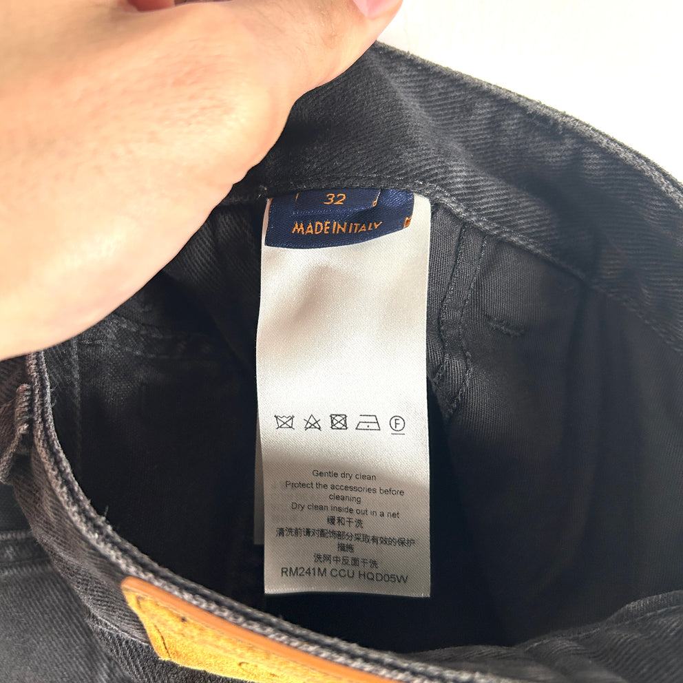 Louis Vuitton Black Monogram Work Denim Jeans Size 32