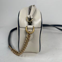 Gucci White Calfskin Diagonal GG Marmont Small Shoulder Bag