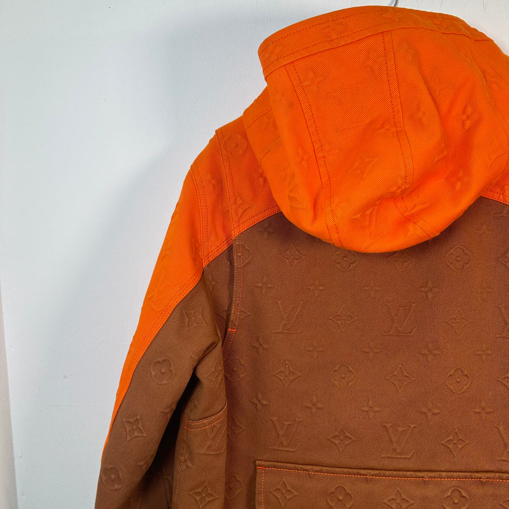 Louis Vuitton Monogram Orange Carpenter Hooded Jacket Size 46