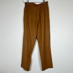 Fendi FF Monogram Tan Velour Pants Size 26