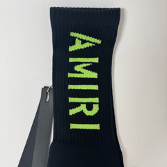 Amiri Black/Lime Green Stencil Socks Size 43-44