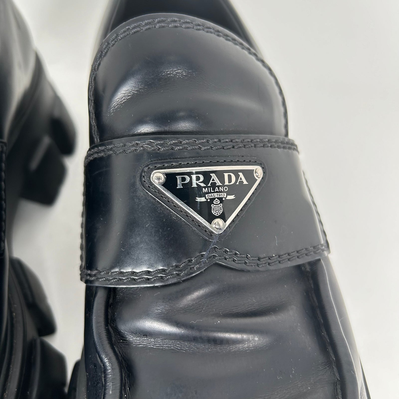 Prada Black Monolith Leather Sneaker Size 10