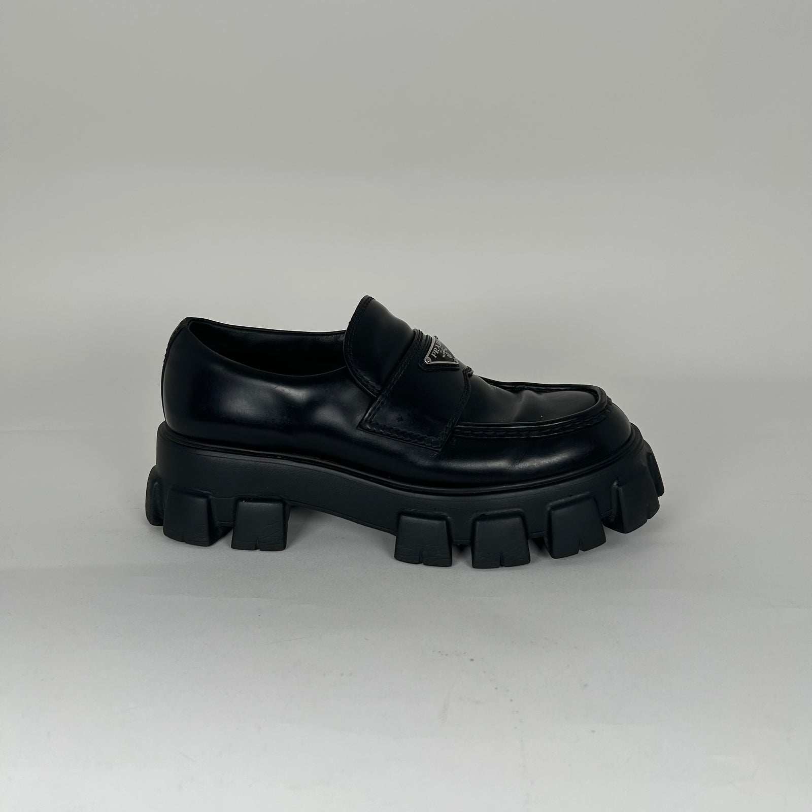 Prada Black Monolith Leather Sneaker Size 10
