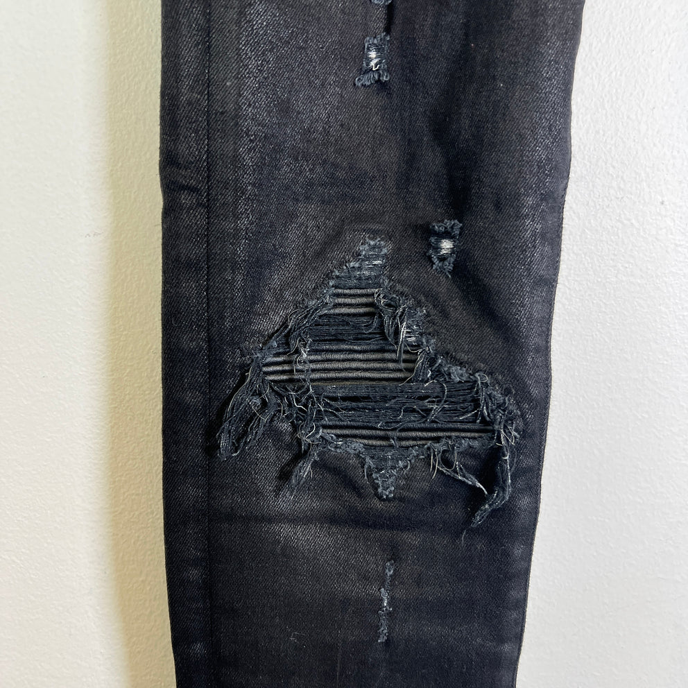 Amiri MX1 Black Waxed Denim Jeans