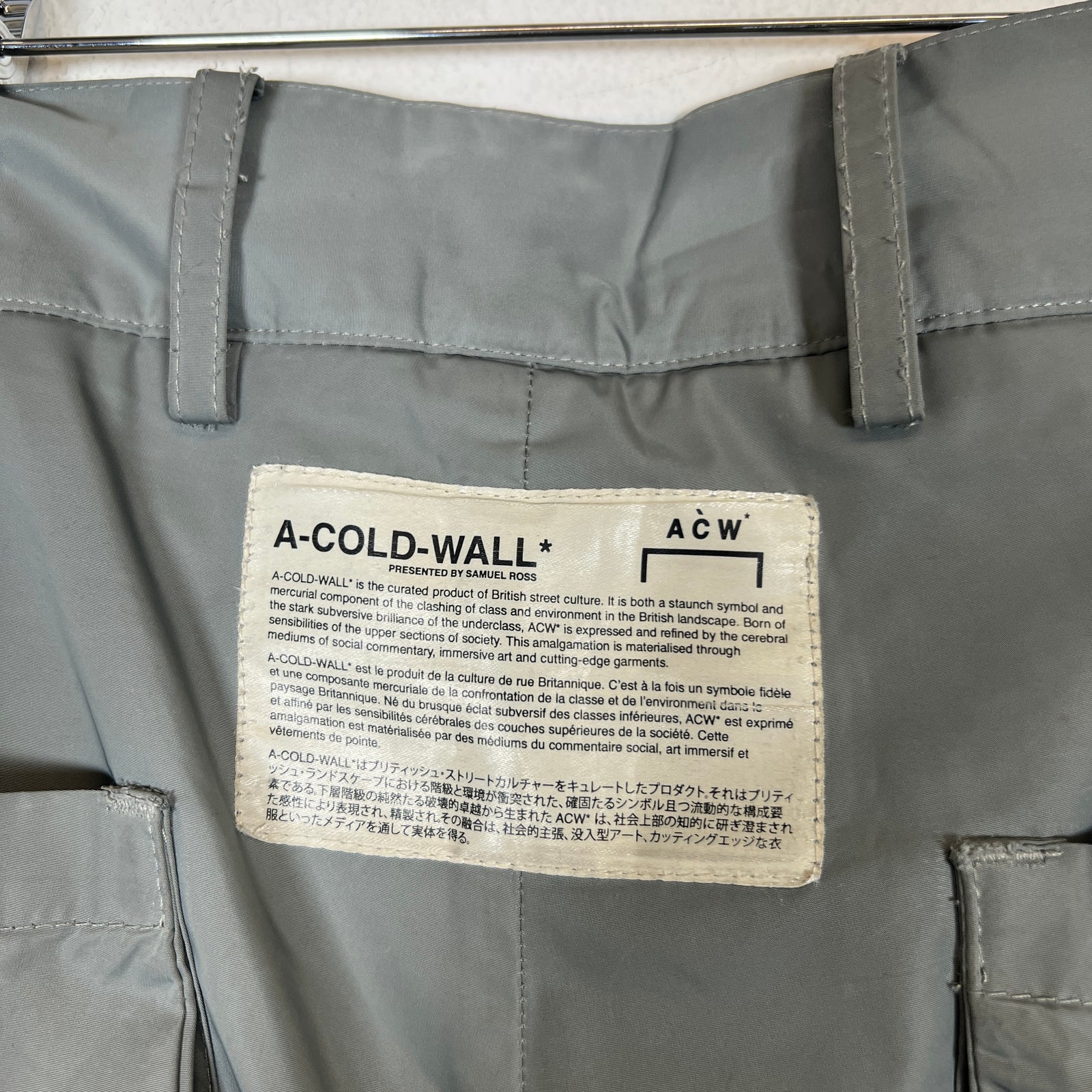 A-Cold-Wall Grey Multi Pocket Cargo Pants Size L