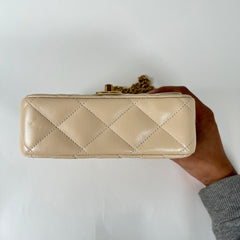 Chanel Beige Caviar Quilted Mini Sweetheart Crush Flap Bag