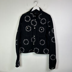 Vlone Black Rhinestone "Live Vlone Die Vlone" Jean Jacket Size L