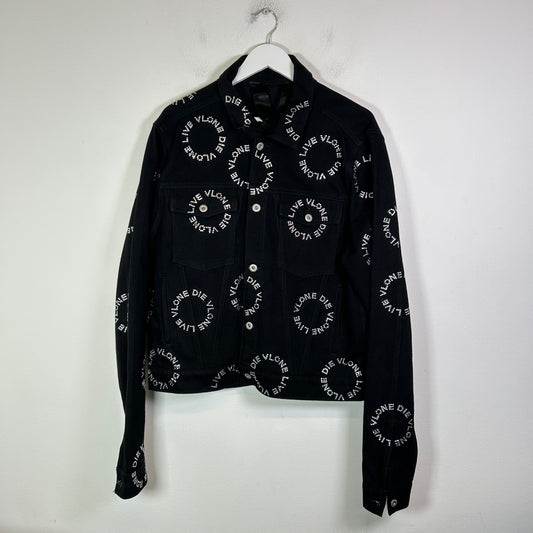 Vlone Black Rhinestone "Live Vlone Die Vlone" Jean Jacket Size L