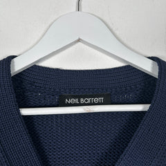 Neil Barret Cable Knit Navy Cardigan Size M