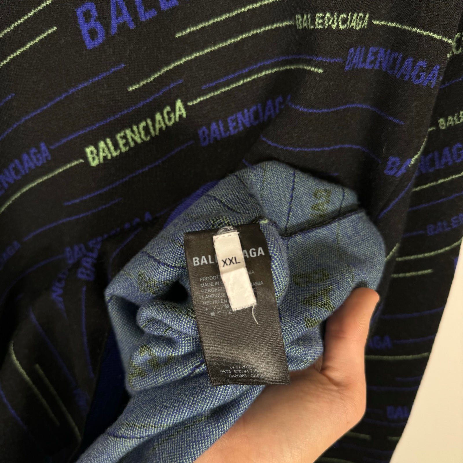 Balenciaga Purple/Green Wool Sweater Size XXL