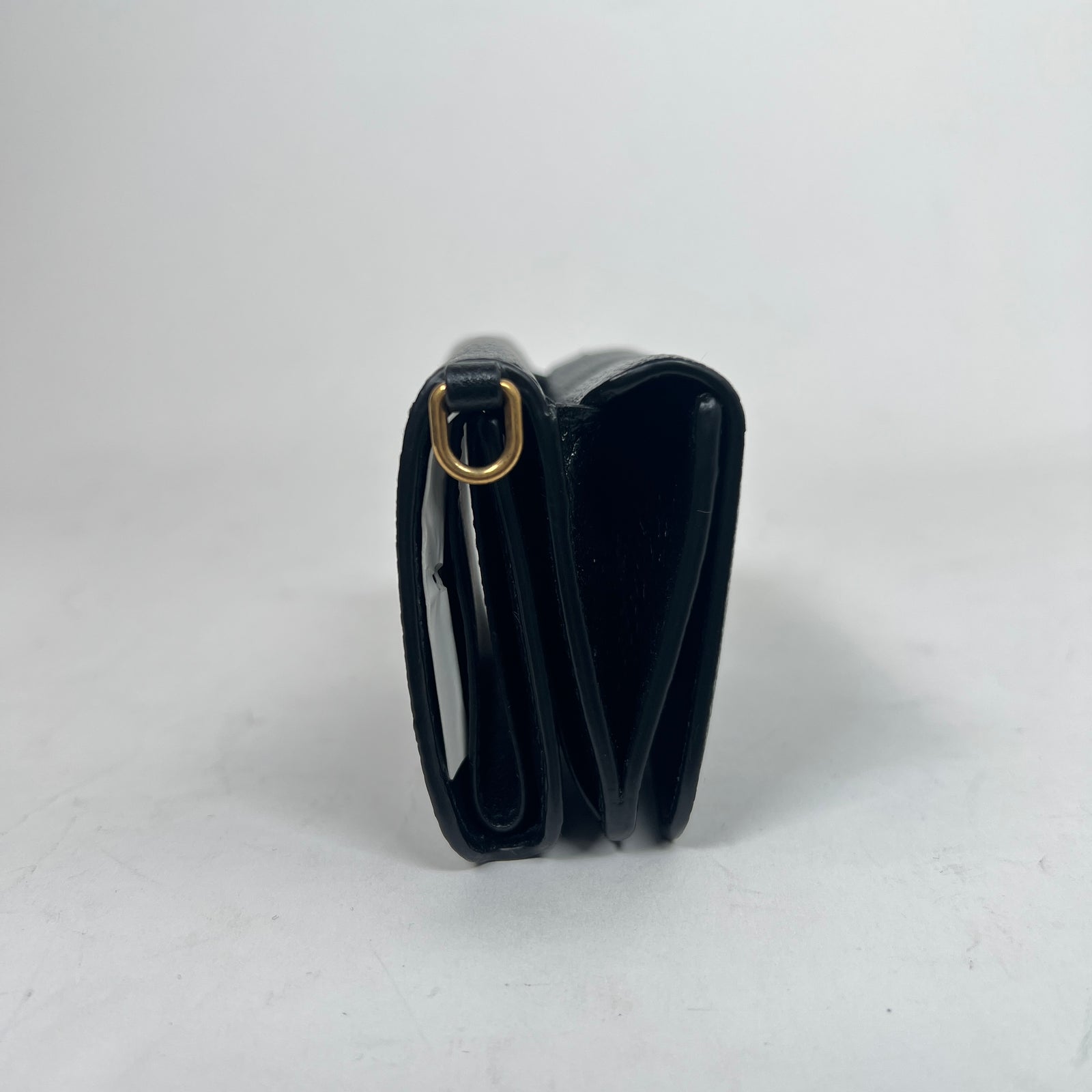 Balenciaga Black Leather Mini Wallet On Chain