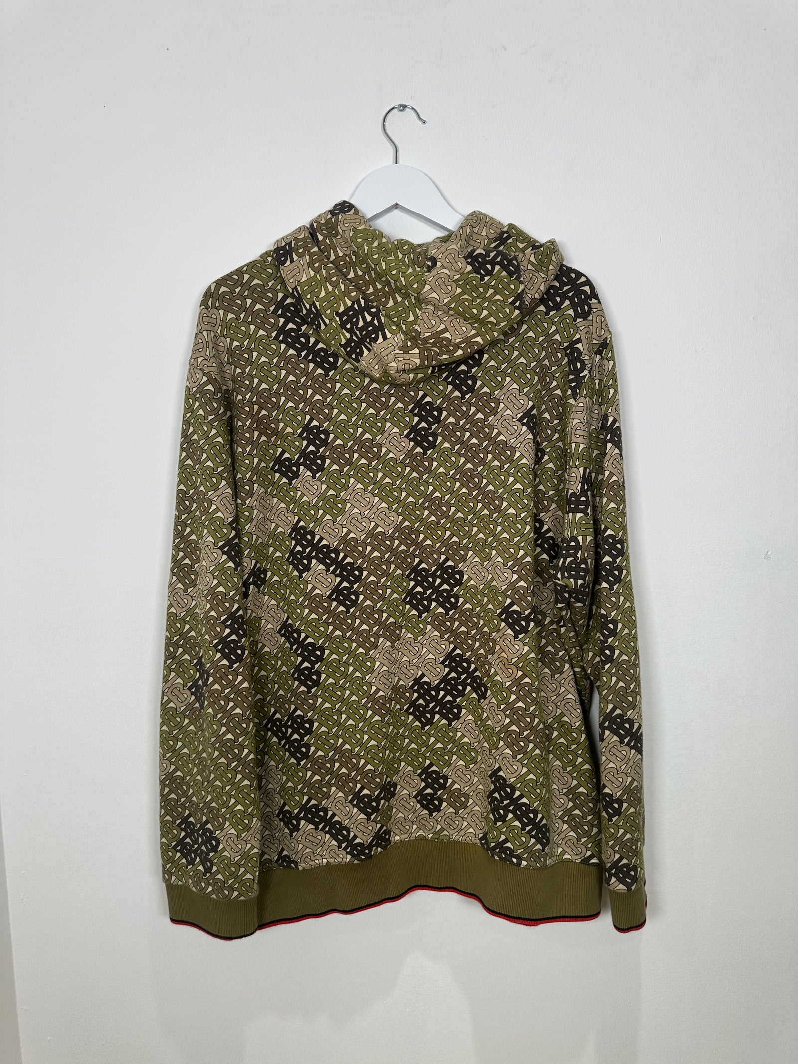 Burberry Green Camo 'TB' Monogram Hoodie Size XXL