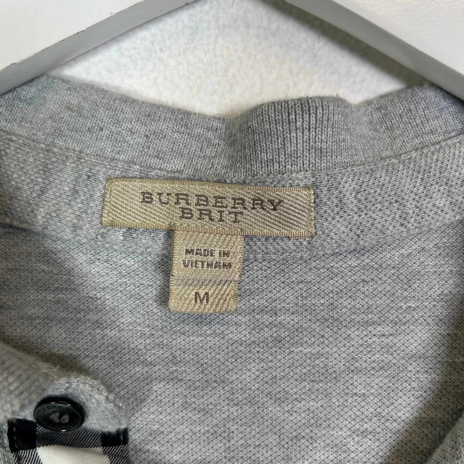 Burberry Grey Logo Polo Shirt Size M