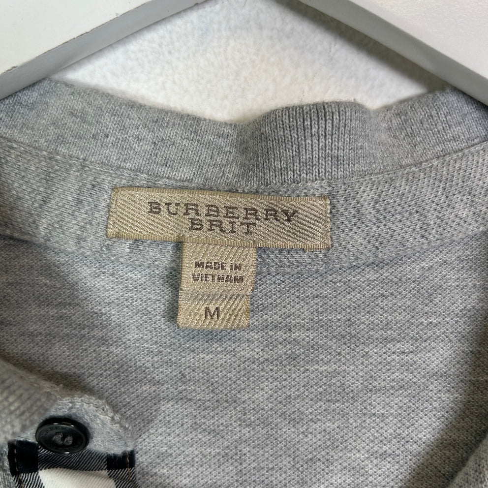 Burberry Grey Logo Polo Shirt Size M