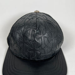 Chrome Hearts Black Leather Cemetery Cross Hat
