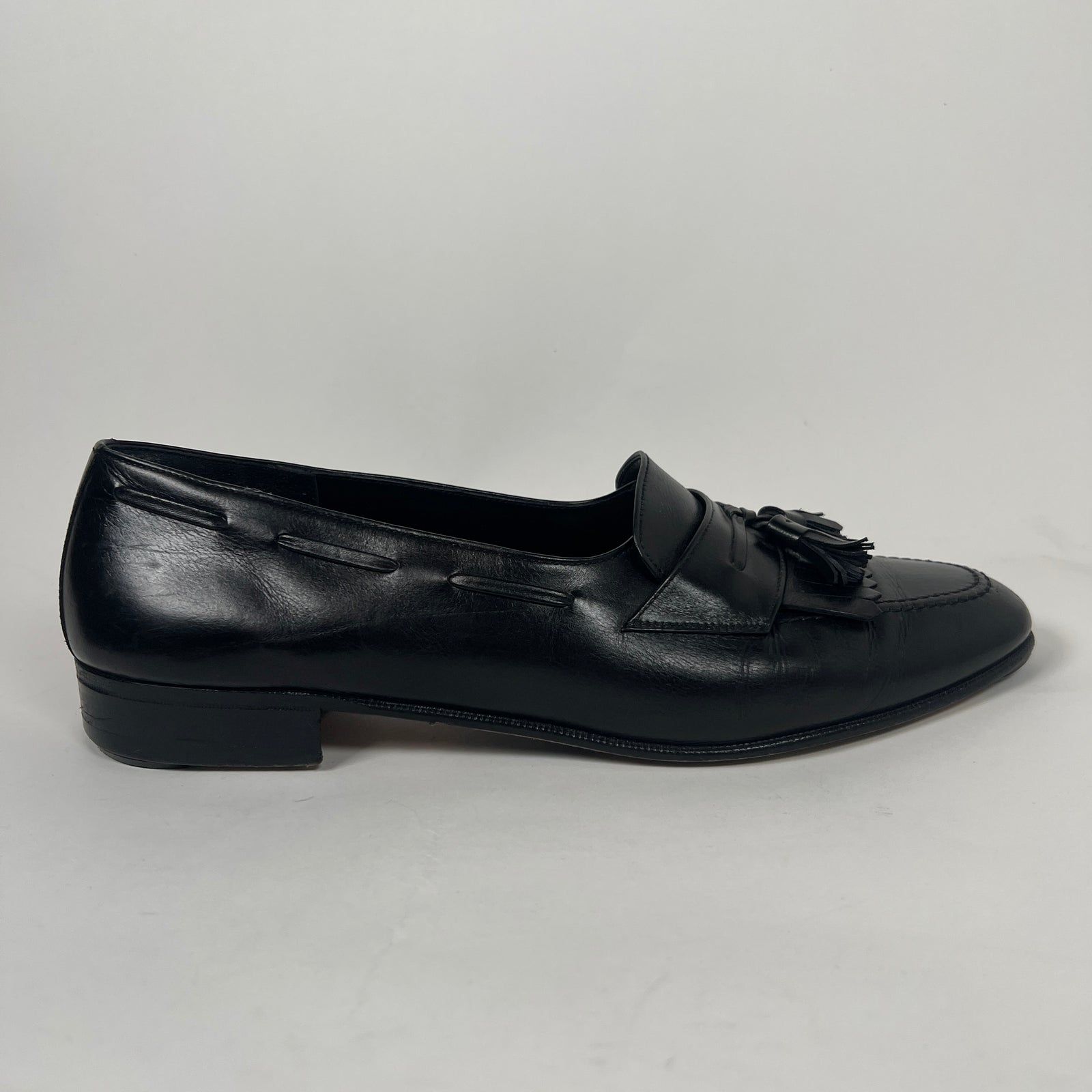 Salvatore Ferragamo Black Leather Tassel Loafers Size 8.5