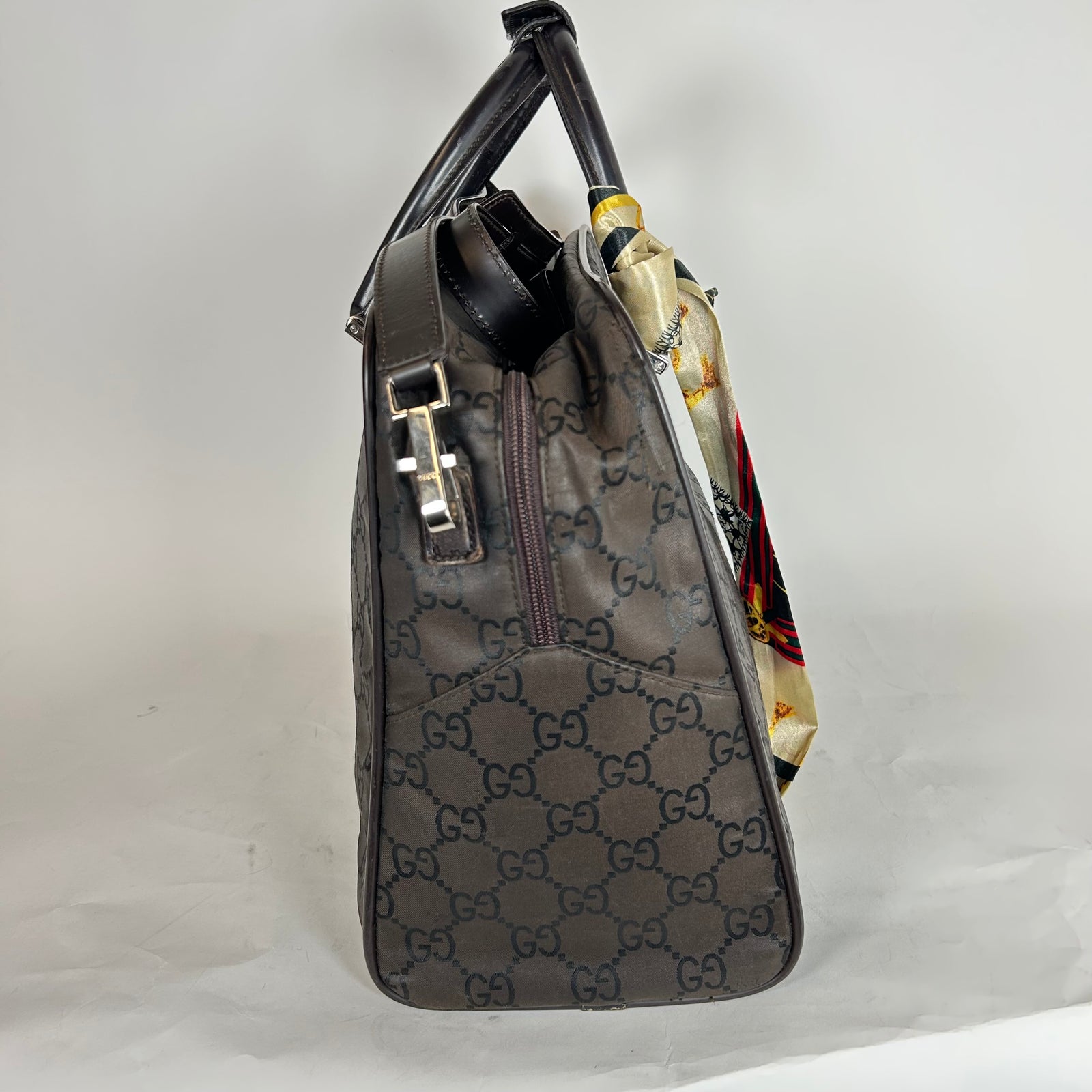 Gucci Brown GG Nylon Boston Bag