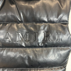 Amiri Black Hooded Leather Vest Size L