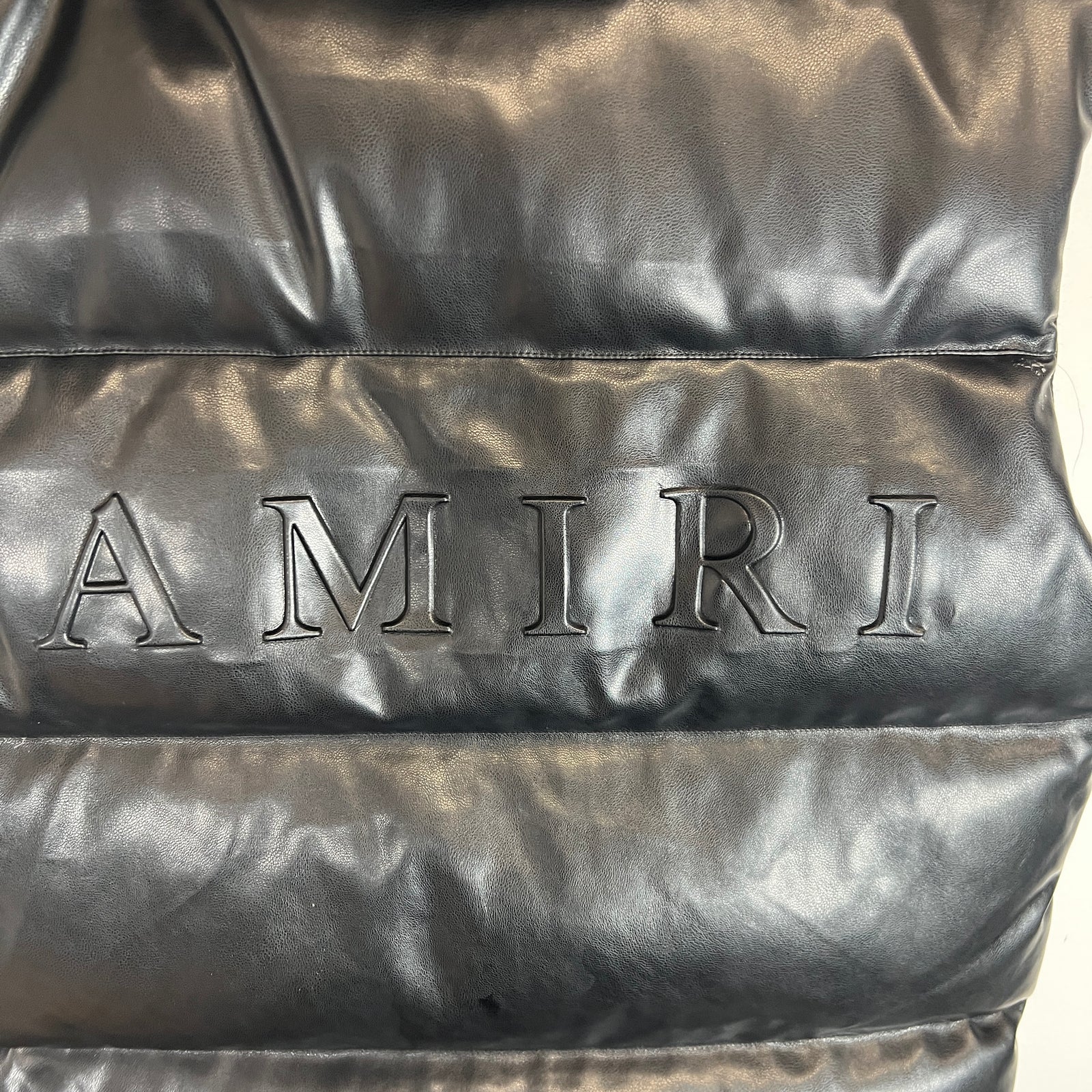 Amiri Black Hooded Leather Vest Size L