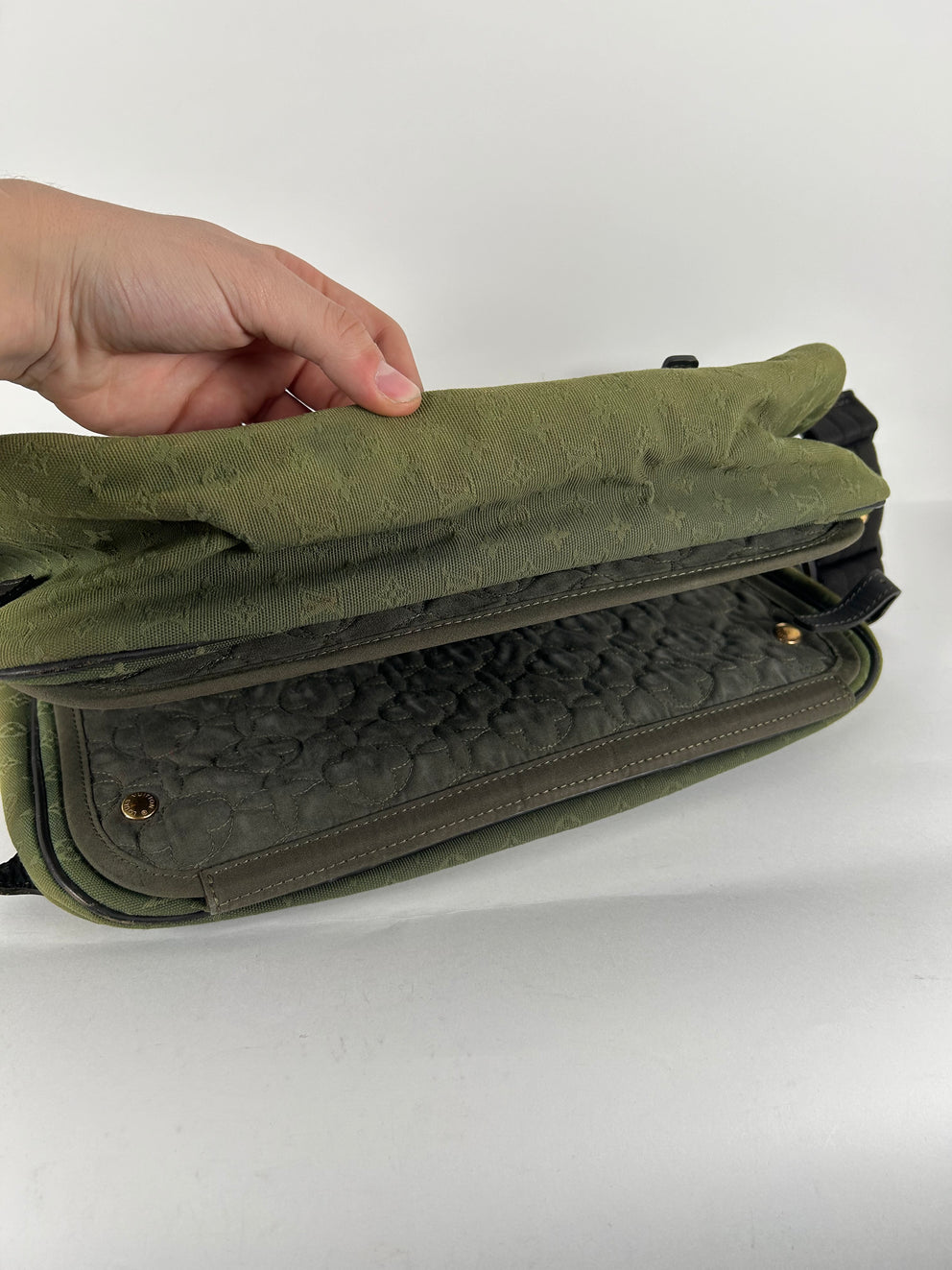 Louis Vuitton Mini Sac Maman Green Canvas Monogram Strap Bag