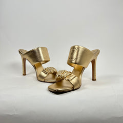 Louis Vuitton Gold Metallic Leather Sandals Size 39
