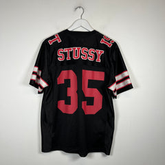 Stussy Black/Red Mesh Football Jersey Size S