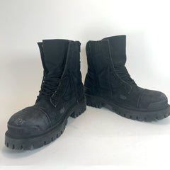 Balenciaga Distressed Canvas Combat Strike Boots
