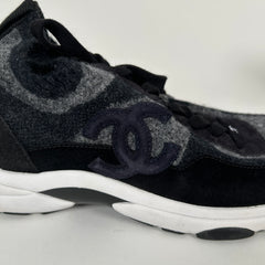 Chanel Dark Grey Knit Sock Runner Size 44