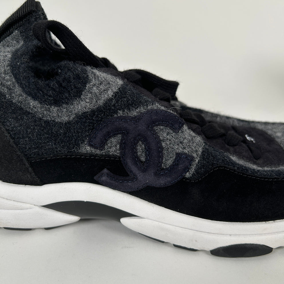 Chanel Dark Grey Knit Sock Runner Size 44