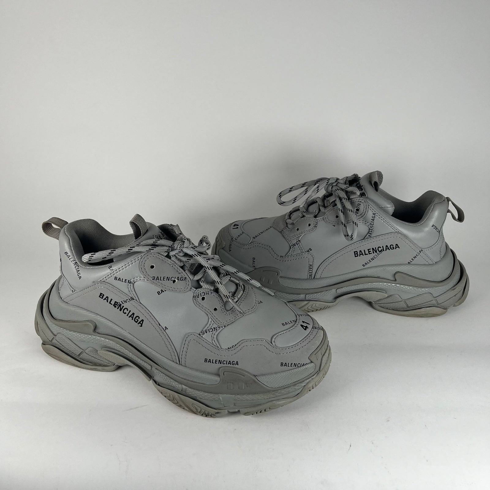 Balenciaga Grey All Over Logo Triple S Size 41
