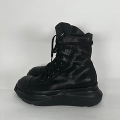 Rick Owens Black Waxed Abstract Ramones Sneaker Size 42.5