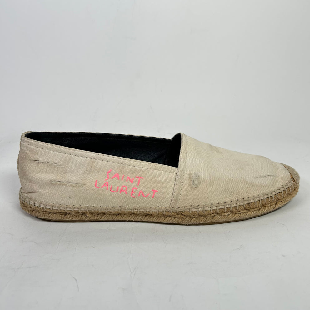 Saint Laurent Canvas Signature Embroidered Espadrilles