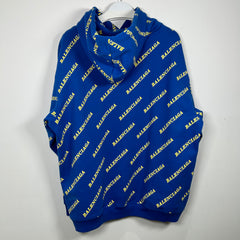 Balenciaga 2020 All Over Spell Out Logo Hoodie Size XL