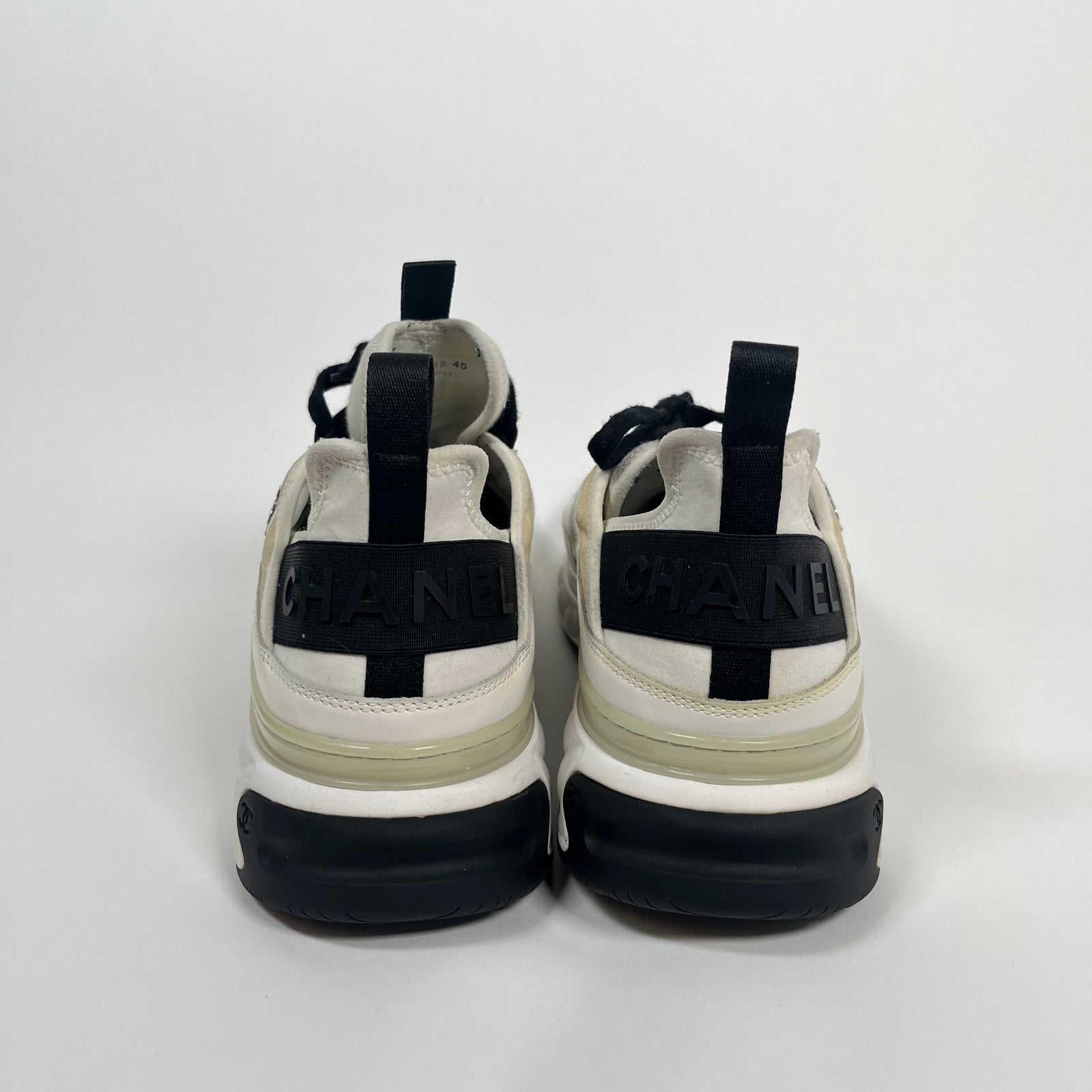 Chanel Interlocking CC Logo Leather Sneakers Size 45