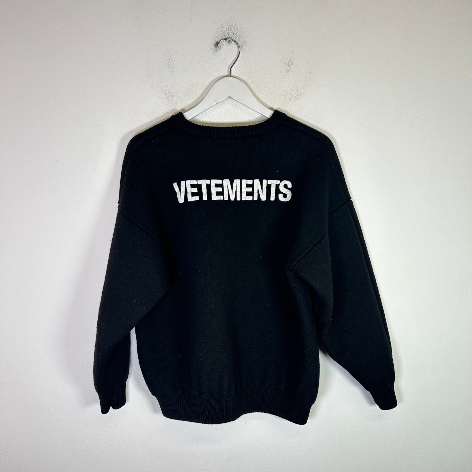 Vetements Black Iconic Logo Wool Sweater Size M