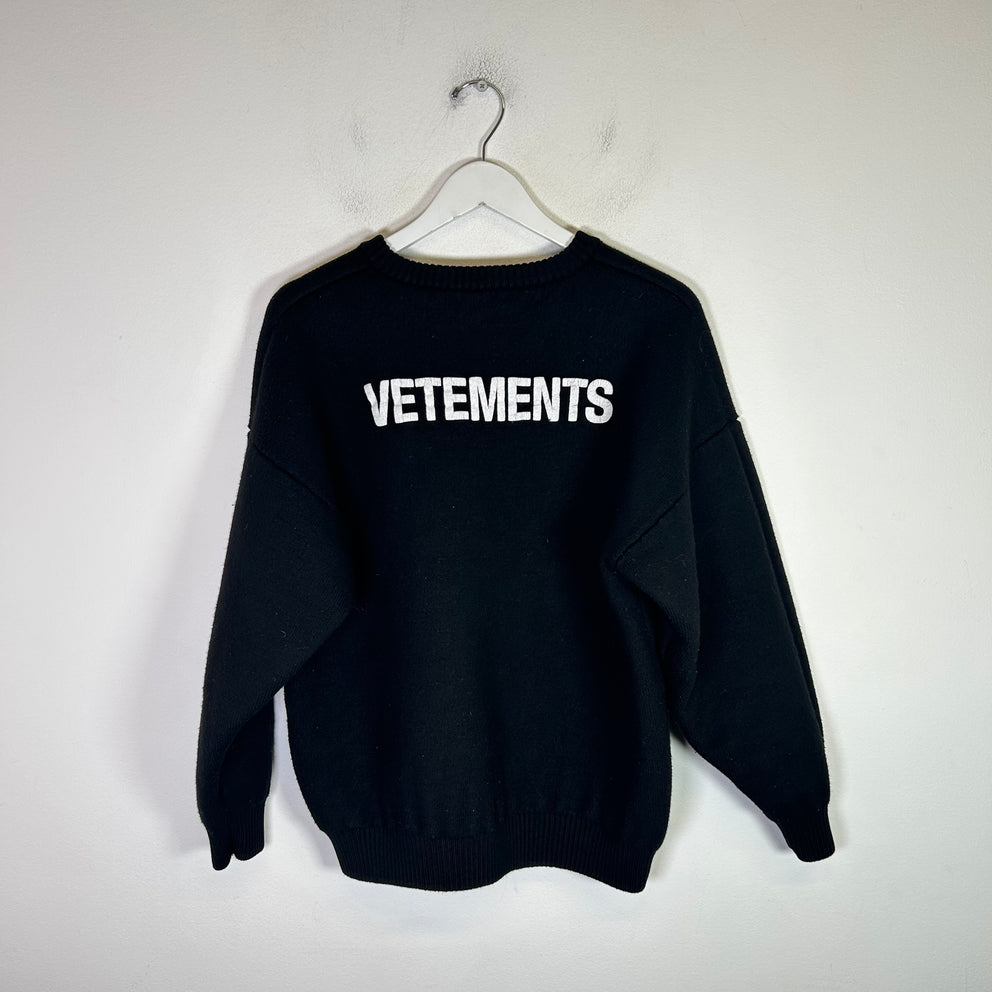 Vetements Black Iconic Logo Wool Sweater Size M