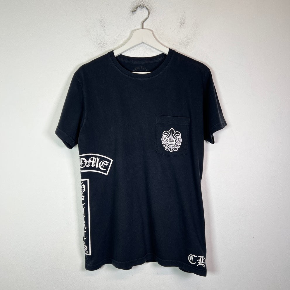 Chrome Hearts Black Vintage Fleur T-Bar Logo Pocket T-Shirt Size M