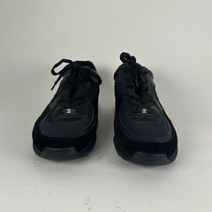 Chanel Triple Black Leather Trainers Size 11
