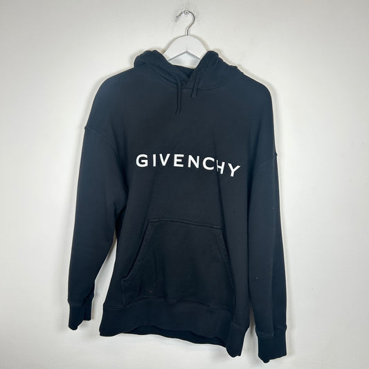 Givenchy Black Reflective Logo Hoodie Size M