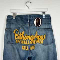 A Bathing Ape Back Logo Embroidered Jeans Size L