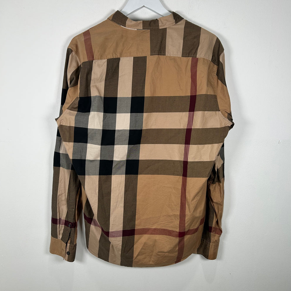 Burberry Brown Plaid Button-Up Shirt Size L