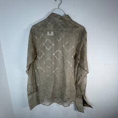 Gucci Sheer Leaves Tan Button Up Shirt Size M