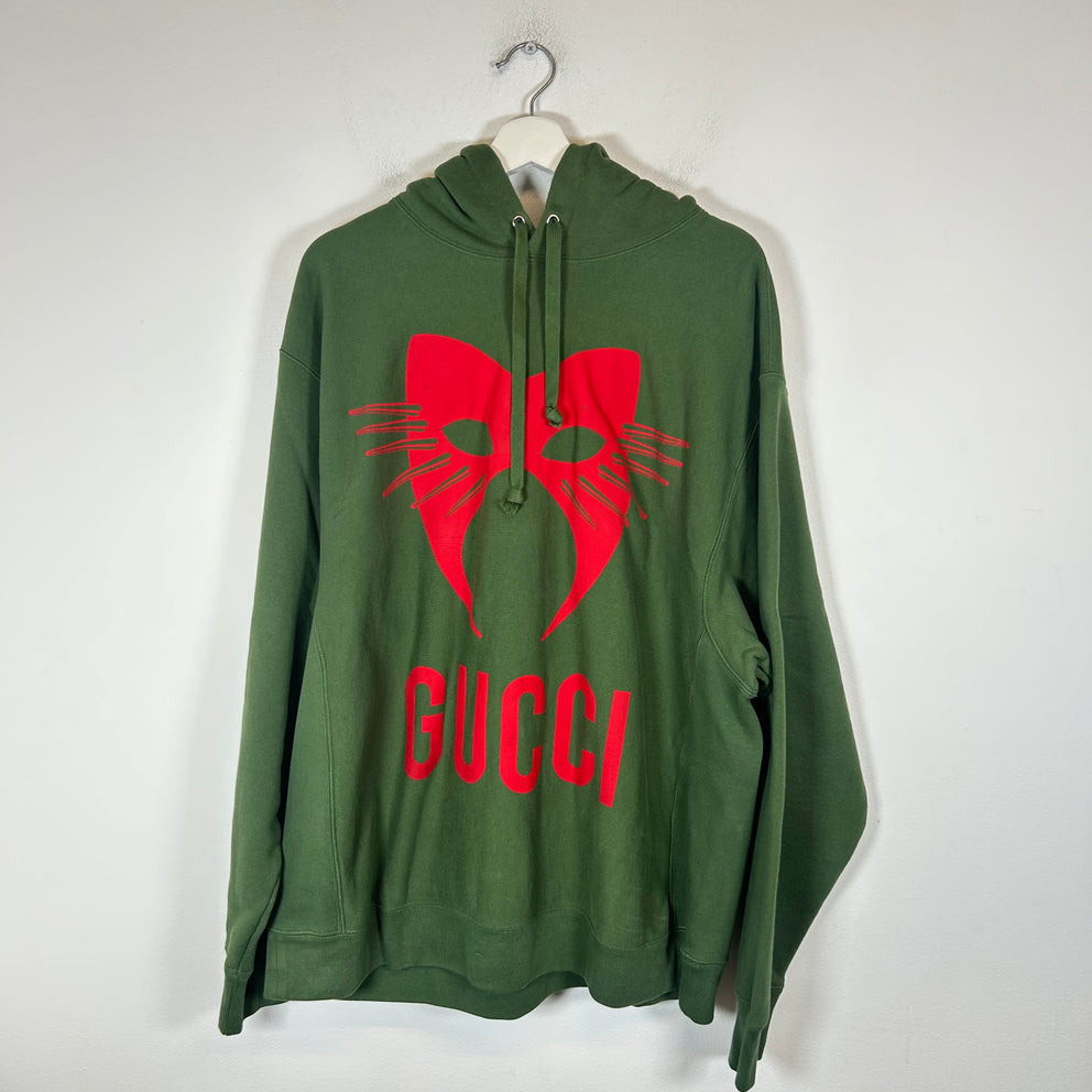 Gucci FW19 Green Manifesto Mask Hoodie Size XXL